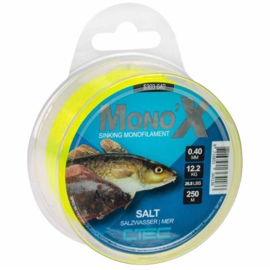 Fir monofilament Spro C-Tec Salt, Yellow Fluo, 0.40mm/12.20kg/250m