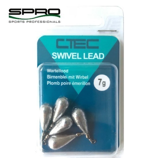 Set plumbi tip pară cu vârtej Spro C-Tec Swivel Lead, 15g, 4buc/plic