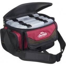 GEANTĂ SPINNING + 4 CUTII BERKLEY SYSTEM BAG, RED/BLACK, 34x22x20CM