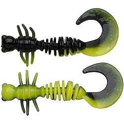 Larvă Berkley PowerBait Power Curly 5.5cm, Black/Sunshine Yellow, 10buc/cutie