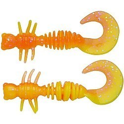 Larvă Berkley PowerBait Power Curly 5.5cm, Fluorescent Orange/Sunshine Yellow, 10buc/cutie