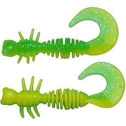 Larvă Berkley PowerBait Power Curly 5.5cm, Spring Green/Sunshine Yellow, 10buc/cutie