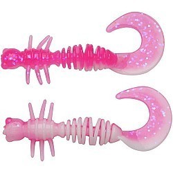 Larvă Berkley PowerBait Power Curly 5.5cm, Pink/White, 10buc/cutie
