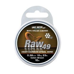 Fir pentru strună Savage Gear RAW 49 7x7 Uncoated Brown 0.54mm/23kg/10m