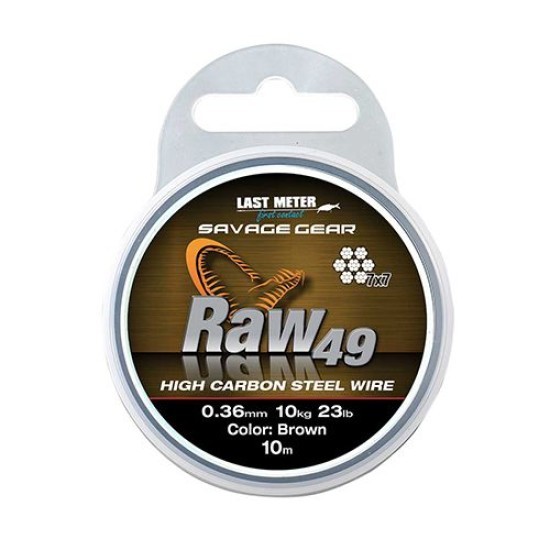 Fir pentru strună Savage Gear RAW 49 7x7 Uncoated Brown 0.45mm/16kg/10m