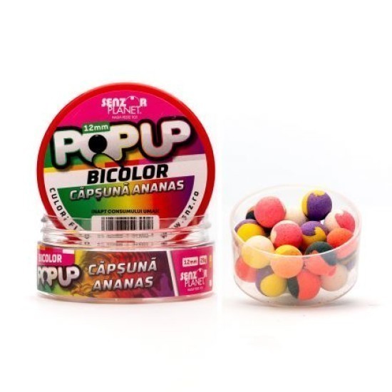 Pop-up Senzor Planet Bicolor, Căpșună & Ananas, 12mm/25g Pop-up Senzor Planet Bicolor, Căpșună & Ananas, 12mm/25g