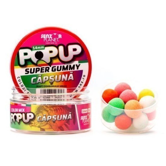 Pop-up Senzor Planet Super Gummy, Căpșună, 14mm/30g Pop-up Senzor Planet Super Gummy, Căpșună, 14mm/30g