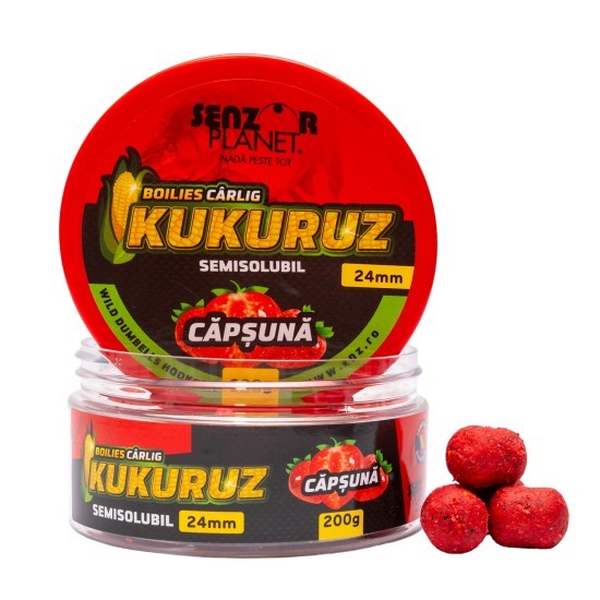 Boilies Semisolubil Senzor Planet Kukuruz Capsuna 24mm, 200g