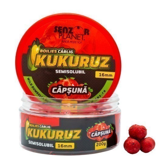 Boilies Semisolubil Senzor Planet Kukuruz Capsuna 16mm, 200g