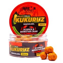 Boilies Semisolubil Senzor Planet Kukuruz Scopex&Monster Crab 20mm, 200g