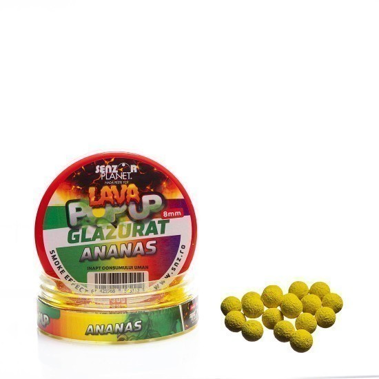 Pop-up Senzor Planet Lava Glazurat, Ananas, 8mm/30g Pop-up Senzor Planet Lava Glazurat, Ananas, 8mm/30g