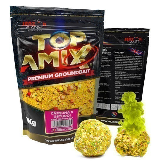 Groundbait Senzor Planet Top Amix, Căpșună & Usturoi, 1kg Groundbait Senzor Planet Top Amix, Căpșună & Usturoi, 1kg