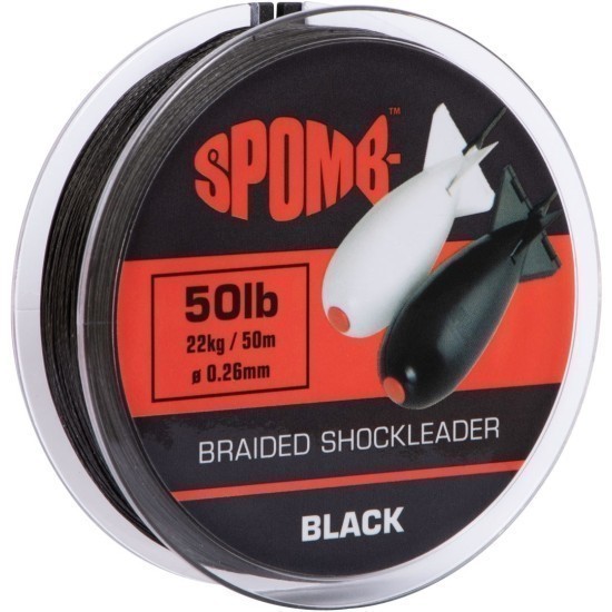 FIR TEXTIL ÎNAINTAȘ SPOMB™ BRAIDED SHOCK-LEADER BLACK 0.26MM 22KG 50M