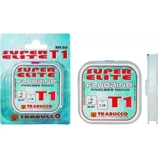 Fir monofilament Trabucco Super Elite Fluorine T1, Transparent, 0.18mm/5.38kg/50m Fir monofilament Trabucco Super Elite Fluorine T1, Transparent, 0.18mm/5.38kg/50m