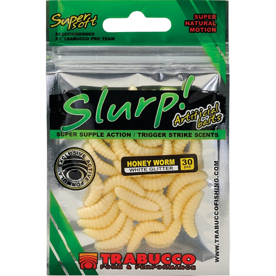 Viermi artificiali Trabucco Slurp Bait Honey Worm, Natural White, 2cm, 30buc/plic