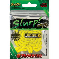 Viermi artificiali Trabucco Slurp Bait Honey Worm, Yellow Glitter, 2cm, 30buc/plic