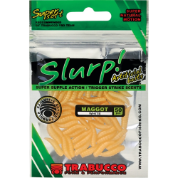 Viermuși artificiali Trabucco Slurp Bait Maggots, Natural White, 50buc/plic