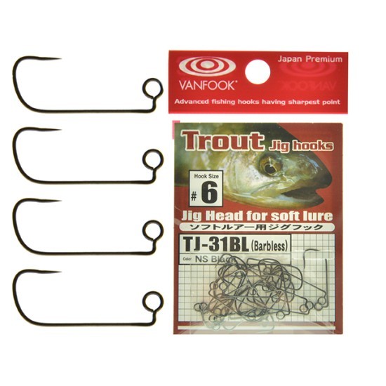 Carlige offset Vanfook TJ-31BL Barbless Trout Jig Hooks Carlige offset Vanfook TJ-31BL Barbless Trout Jig Hooks