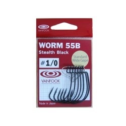 Carlige offset Vanfook Worm-55 Stealth Black Offset Hooks