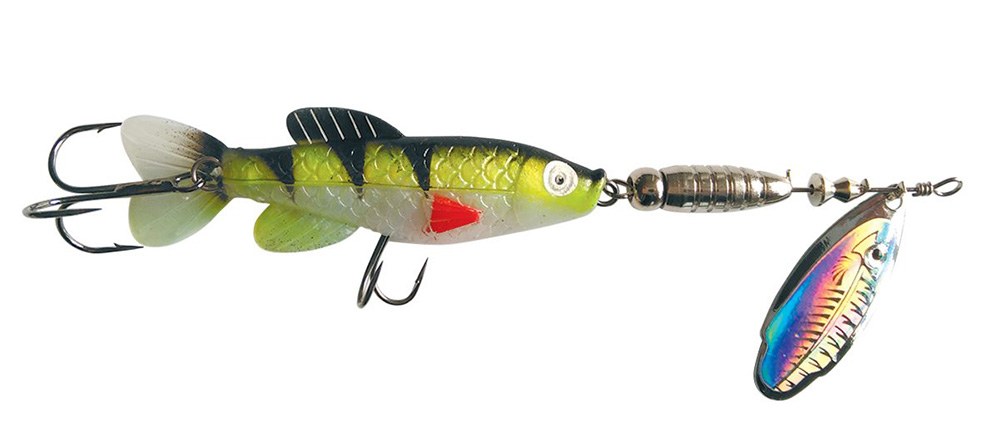 Linguriță rotativă + shad Jaxon Holo Reflex Rotus Minnow 3,  Culoare E, 18g