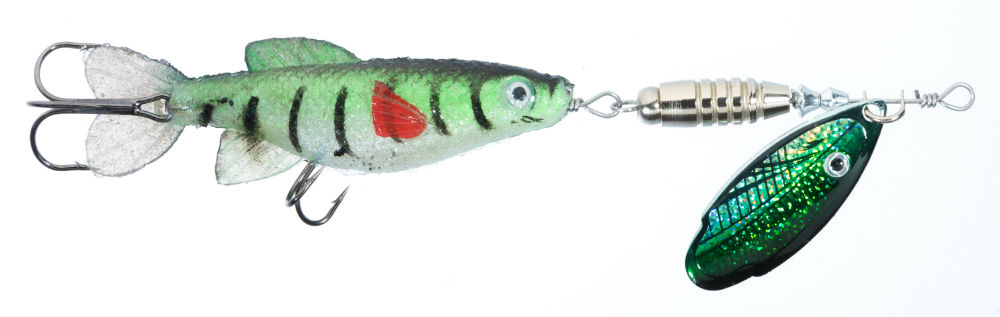 Linguriță rotativă + shad Jaxon Holo Reflex Rotus Minnow 3,  Culoare B, 18g