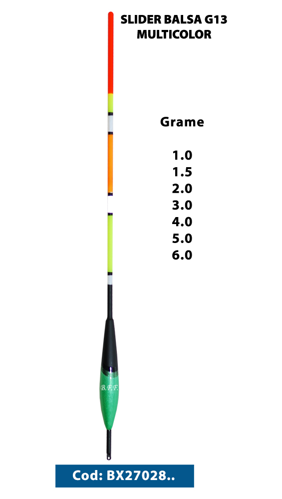 Plută waggler BFF Slider Balsa G13 Multicolor, 4g