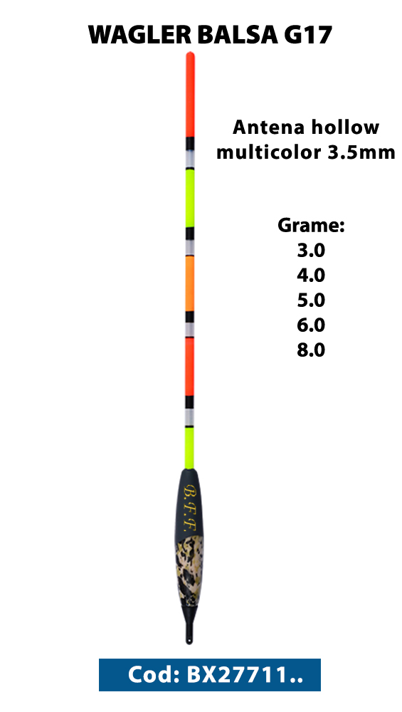 Plută waggler Jaxon Balsa G17 Hollow Multicolor, 3.5mm, 6g