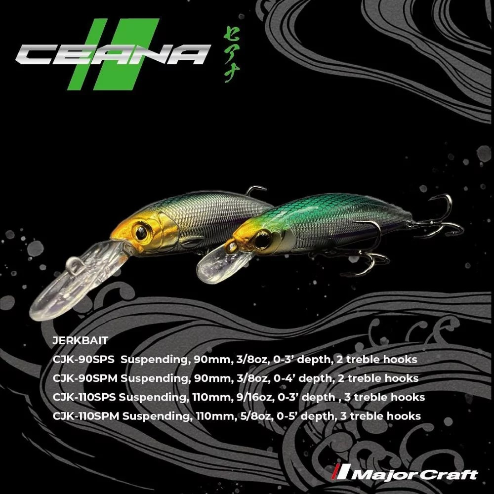 VOBLER MAJOR CRAFT CEANA JERKBAIT 90SPS SHALLOW 9cm 10gr #002 Green Back Silver