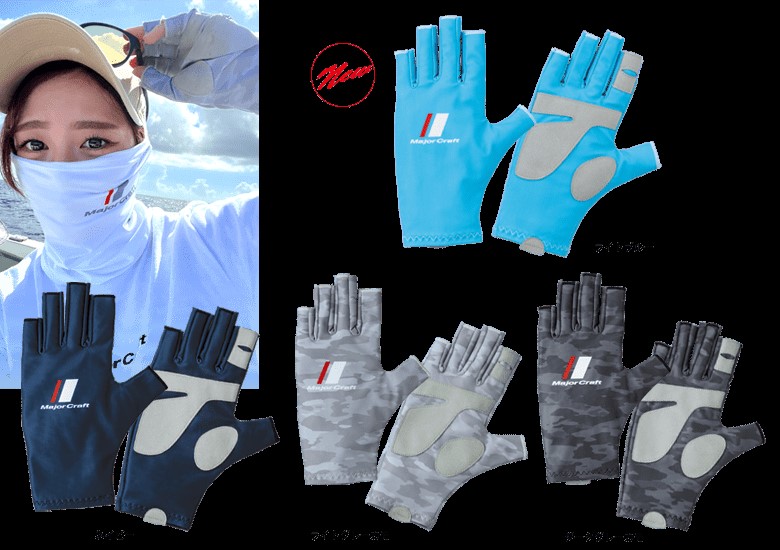 MANUSI MAJOR CRAFT UV-CUT GLOVE L Light Gray Camo