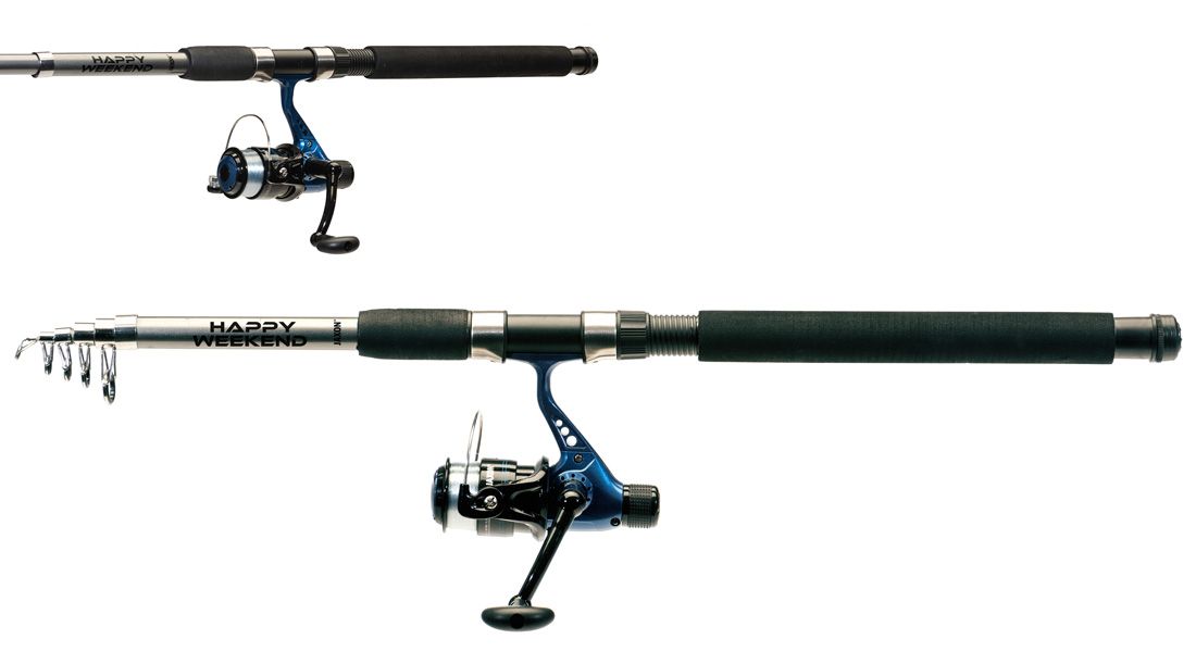Combo lansetă telescopică Jaxon Happy Weekend + mulinetă cu fir, 2.40m/5-25g