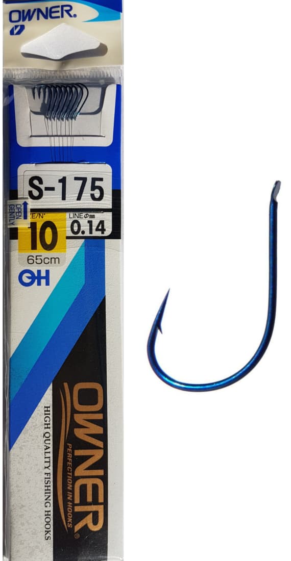Cârlige legate Owner S-175, Nr.10, 0.14mm/65cm, 8buc/plic