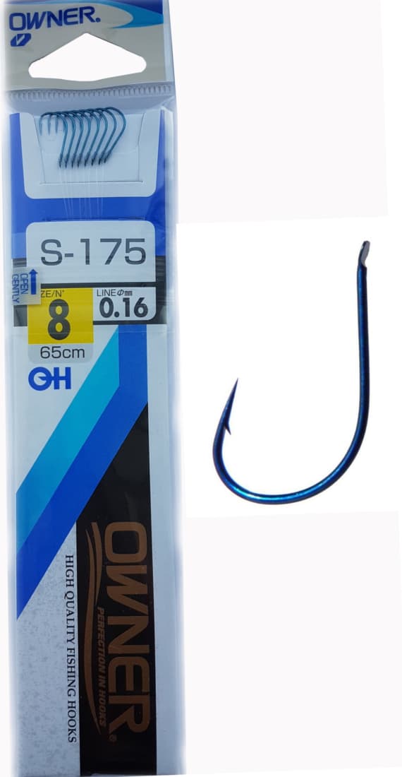 Cârlige legate Owner S-175, Nr.8, 0.16mm/65cm, 8buc/plic