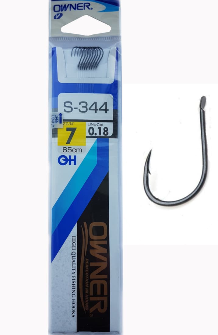 Cârlige legate Owner S-344, Nr.7, 0.18mm/65cm, 9buc/plic