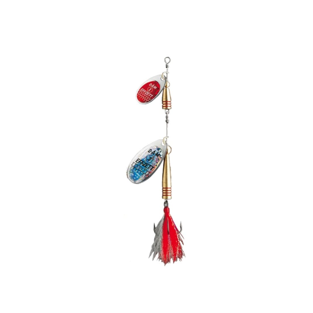 Linguriță rotativă DAM Effzett Tandem Dressed, Silver-Red, 10g