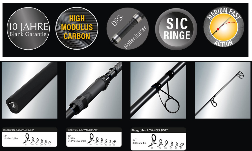 Lansetă Sportex Advancer Carp CS-2, 3.96m/3.75lbs, 2buc