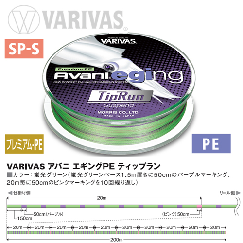FIR AVANI EGING TIP RUN PE 4X 200m 9.6lb Marking Fluo Green