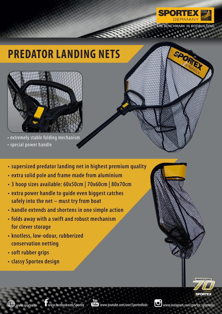 Minciog pliabil cu plasă cauciucată Sportex Predator, 70x60cm