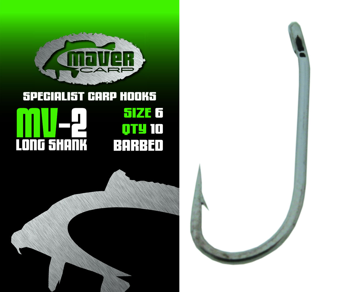 Cârlig Maver Carp MV-2 Long Shank, Nr. 2
