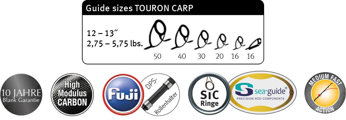Lansetă Sportex Touron Carp, 3.96m/3.75lbs, 4buc