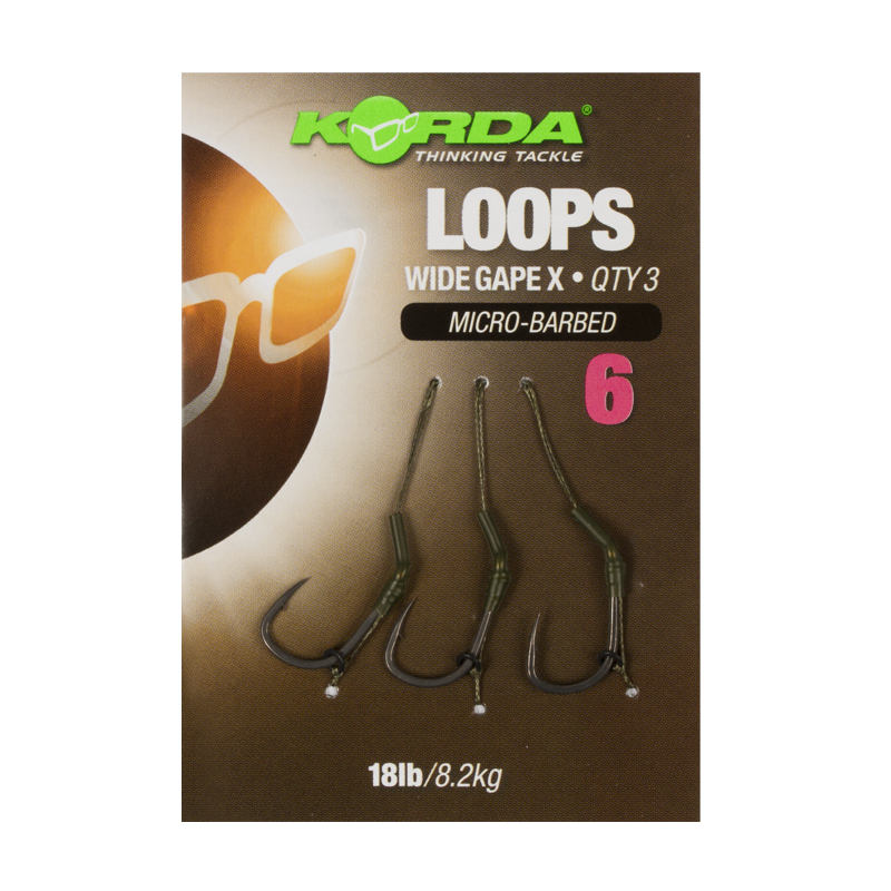 Riguri Korda Wide Gape X Loops Micro-Barbed, Nr.4/18lbs, 3buc/plic