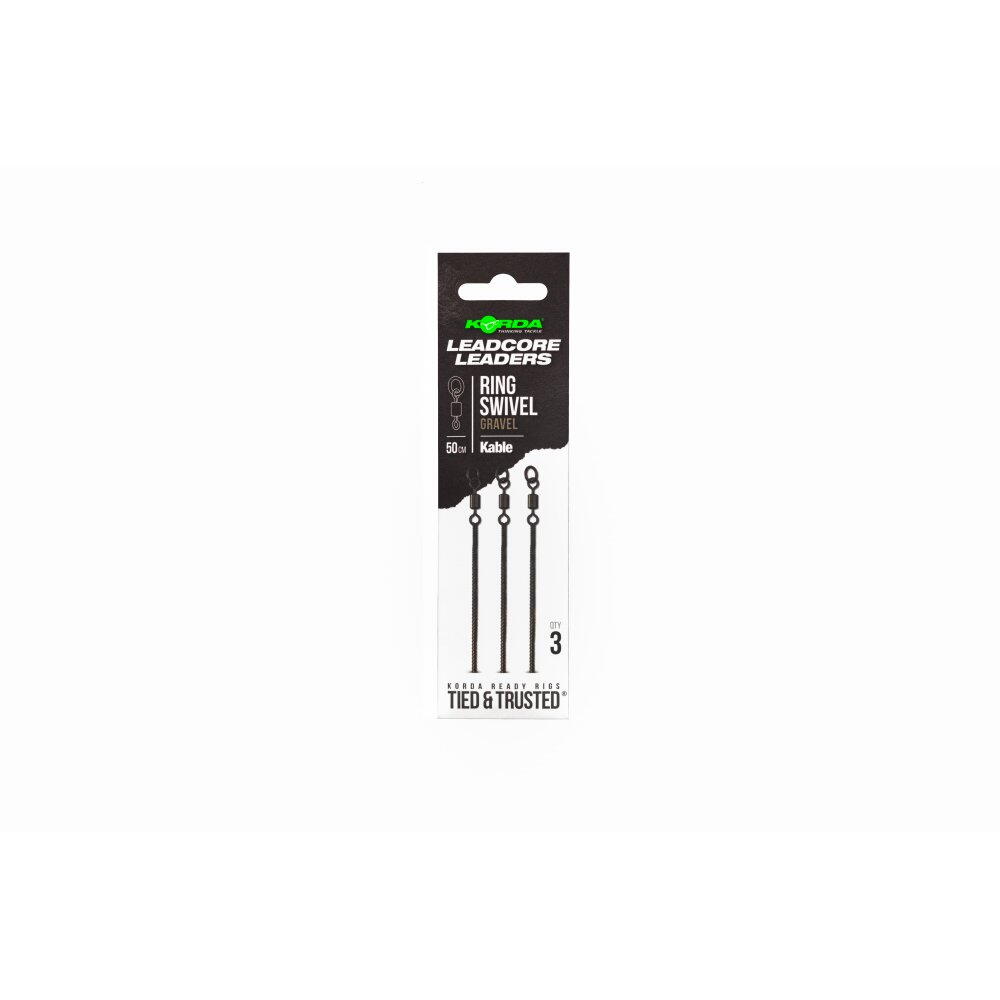 Montură leadcore cu anou Korda Kable Ring Swivel, Gravel, 50cm, 3buc/plic