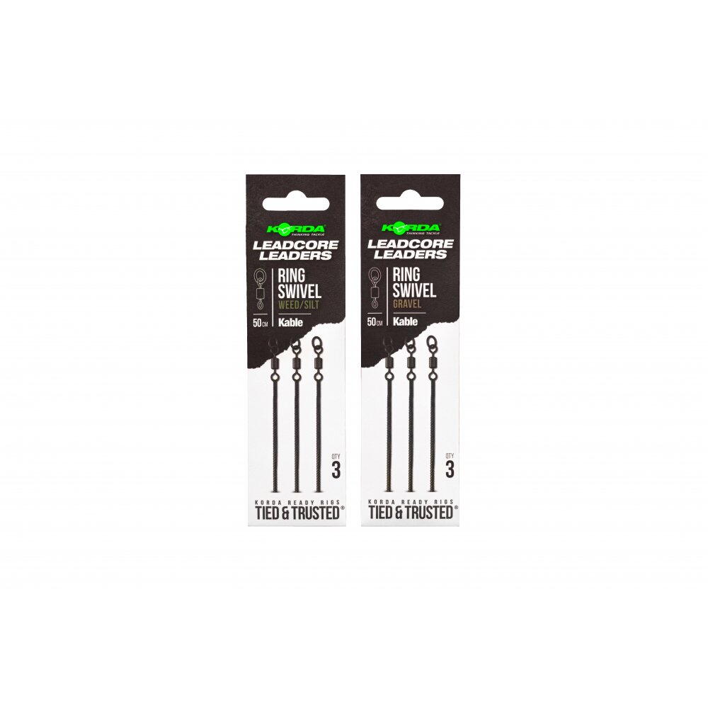 Montură leadcore cu anou Korda Kable Ring Swivel, Weed/Silt, 50cm, 3buc/plic
