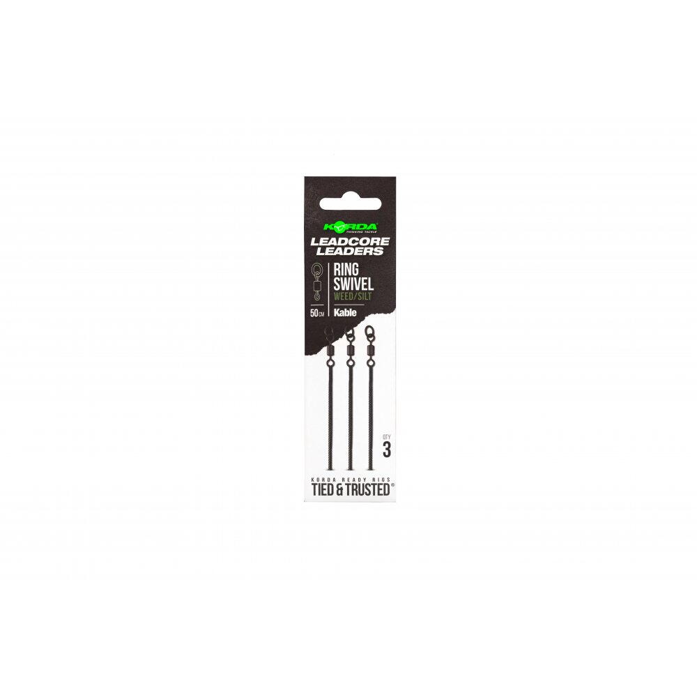 Montură leadcore cu anou Korda Kable Ring Swivel, Weed/Silt, 50cm, 3buc/plic