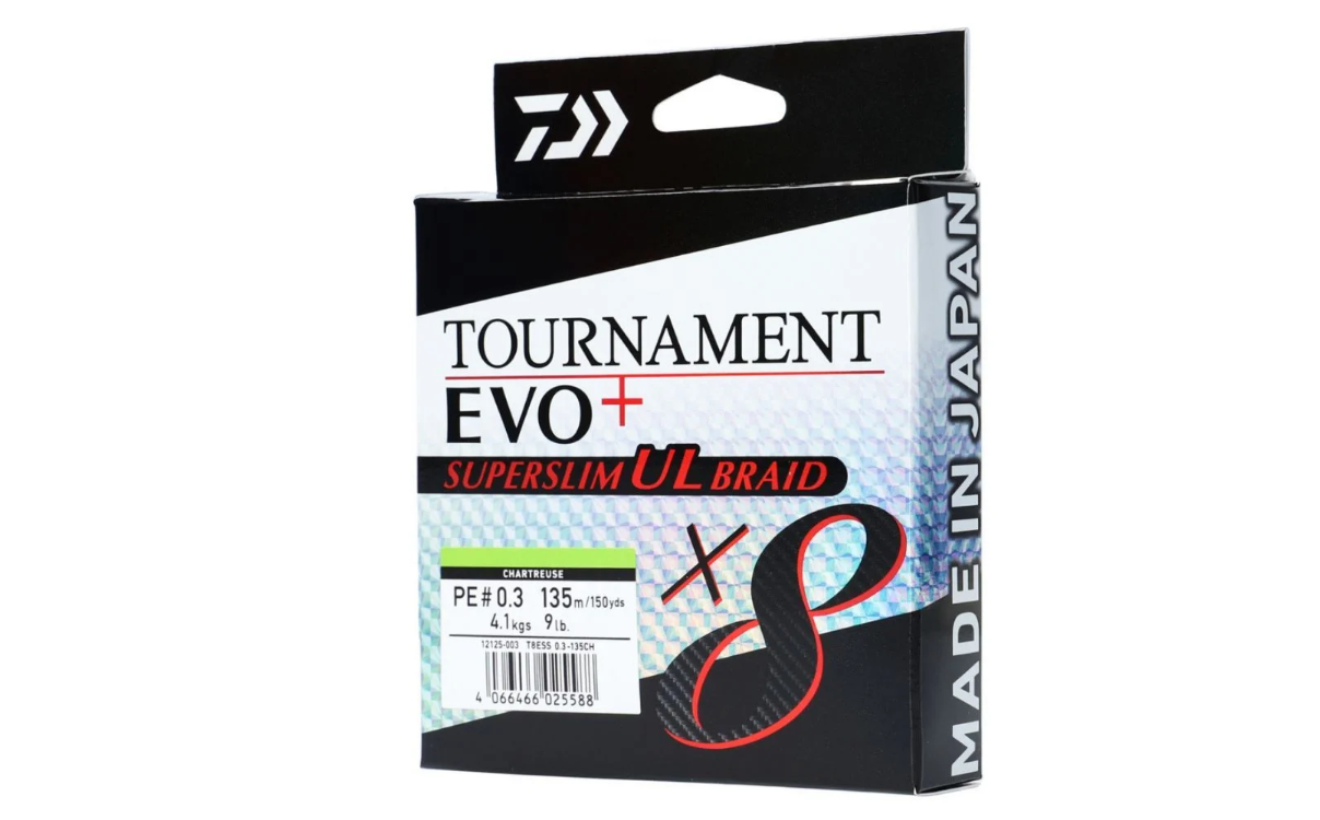 Fir textil Daiwa Tournament 8X Braid EVO+ Super Slim PE, Chartreuse, 0.05mm/6.4kg, 135m