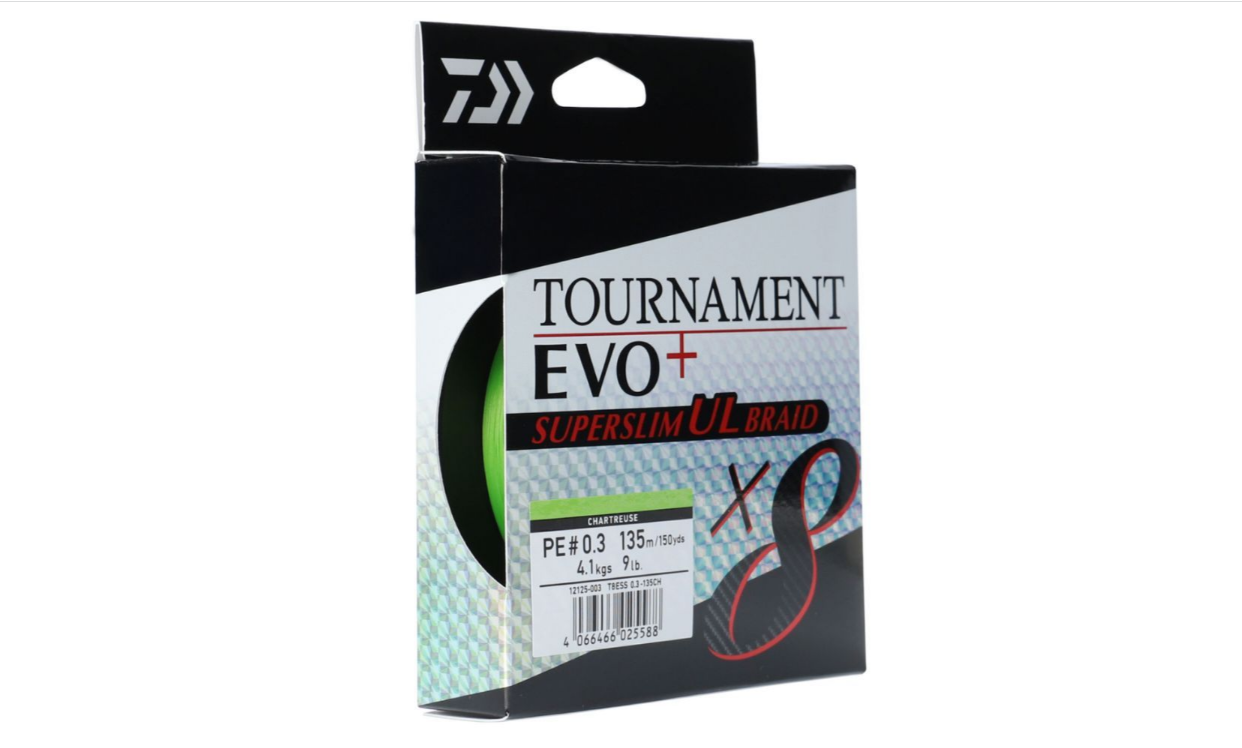 Fir textil Daiwa Tournament 8X Braid EVO+ Super Slim PE, Chartreuse, 0.05mm/6.4kg, 135m