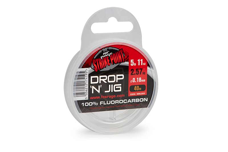 Fir Fluorocarbon Fox Rage Strike Point Drop N Jig Clear 0.30mm/6.28kg/40m