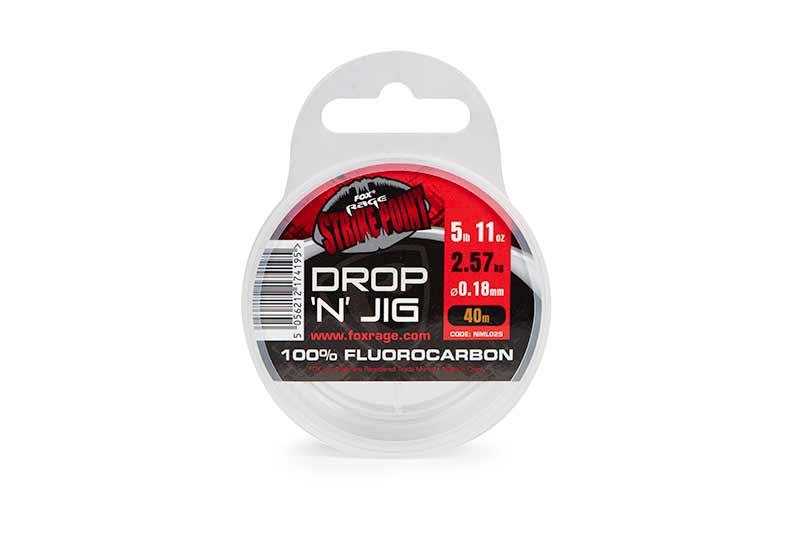Fir Fluorocarbon Fox Rage Strike Point Drop N Jig Clear 0.30mm/6.28kg/40m