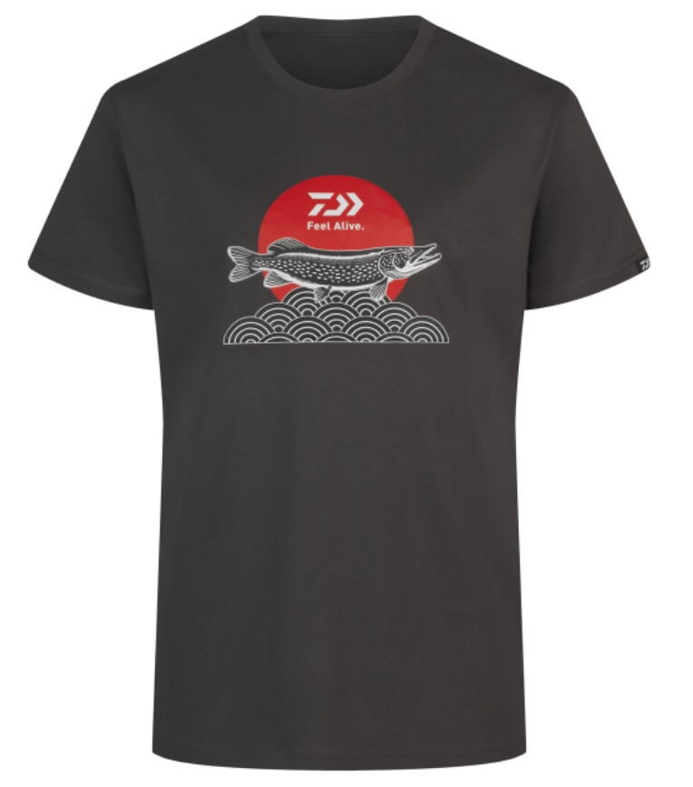 Tricou Daiwa Japan Pike Charcoal, X-Large
