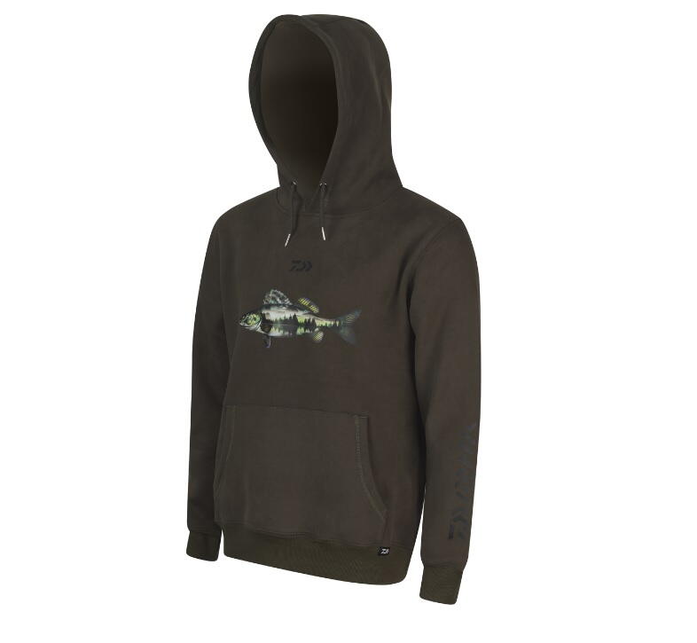 Hanorac Daiwa Zander Dark Olive Cu Motiv Șalău, 2X-Large