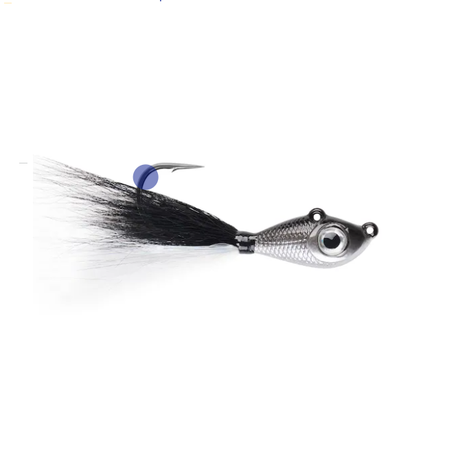 Jig Mustad Big Eye Bucktail Black-Sillver/BW, Silver Crystal Flash, 14g
